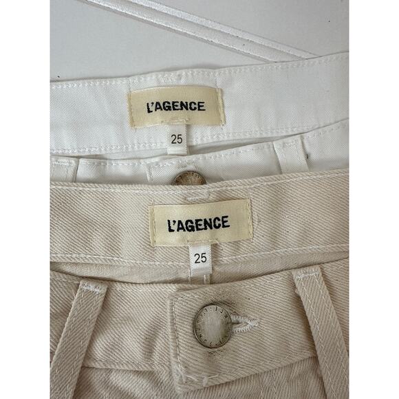 NWOT L’AGENCE Shorts - Tan & White Mid Rise Denim Raw Hem Cut Off - Bundle Sz 25 - Picture 11 of 12